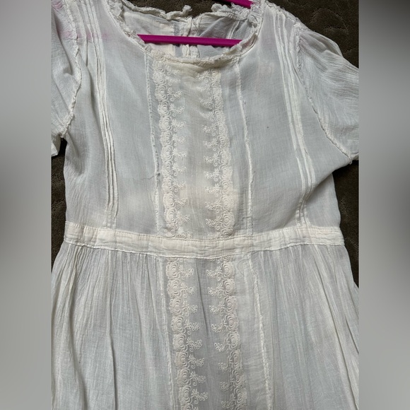 Magnolia, pearl cream, colored cotton peasant dress with eyelet detail - Picture 4 of 5